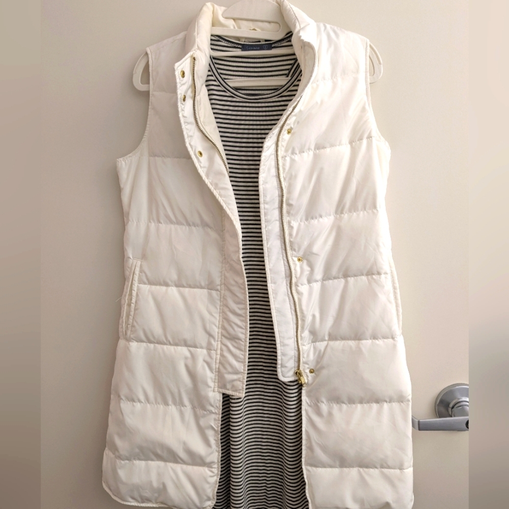 Hot 🔥 Sleeveless Puffer Vest 3/4 Length Gold Hardware Zipper Snaps